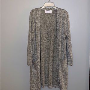 Super-Long Open-Front Marled Sweater for Girls